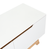 Centro de Entretenimiento Woodall Blanco 180.6x53cm para TV Hasta 80" Pulgadas con Cuatro Compartimientos - MUEBLES DE TV | Bylmo