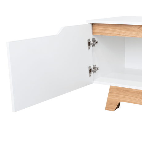 Centro de Entretenimiento Woodall Blanco 180.6x53cm para TV Hasta 80" Pulgadas con Cuatro Compartimientos - MUEBLES DE TV | Bylmo