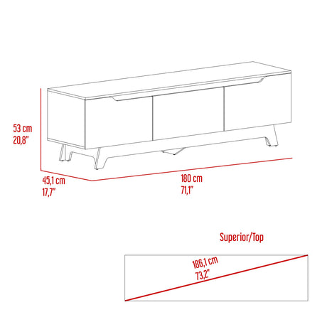 Centro de Entretenimiento Woodall Blanco 180.6x53cm para TV Hasta 80" Pulgadas con Cuatro Compartimientos - MUEBLES DE TV | Bylmo