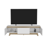Centro de Entretenimiento Woodall Blanco 180.6x53cm para TV Hasta 80" Pulgadas con Cuatro Compartimientos - MUEBLES DE TV | Bylmo