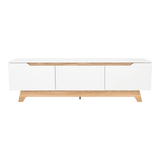Centro de Entretenimiento Woodall Blanco 180.6x53cm para TV Hasta 80" Pulgadas con Cuatro Compartimientos - MUEBLES DE TV | Bylmo