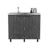 Mueble Inferior de Cocina Napoles Roble Gris 100x90cm con Mesón de Acero Inoxidable y Pozuelo Lado Izquierdo - MUEBLES INFERIORES DE COCINA | Bylmo