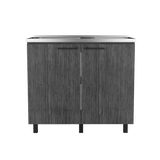 Mueble Inferior de Cocina Napoles Roble Gris 100x90cm con Mesón de Acero Inoxidable y Pozuelo Lado Izquierdo - MUEBLES INFERIORES DE COCINA | Bylmo