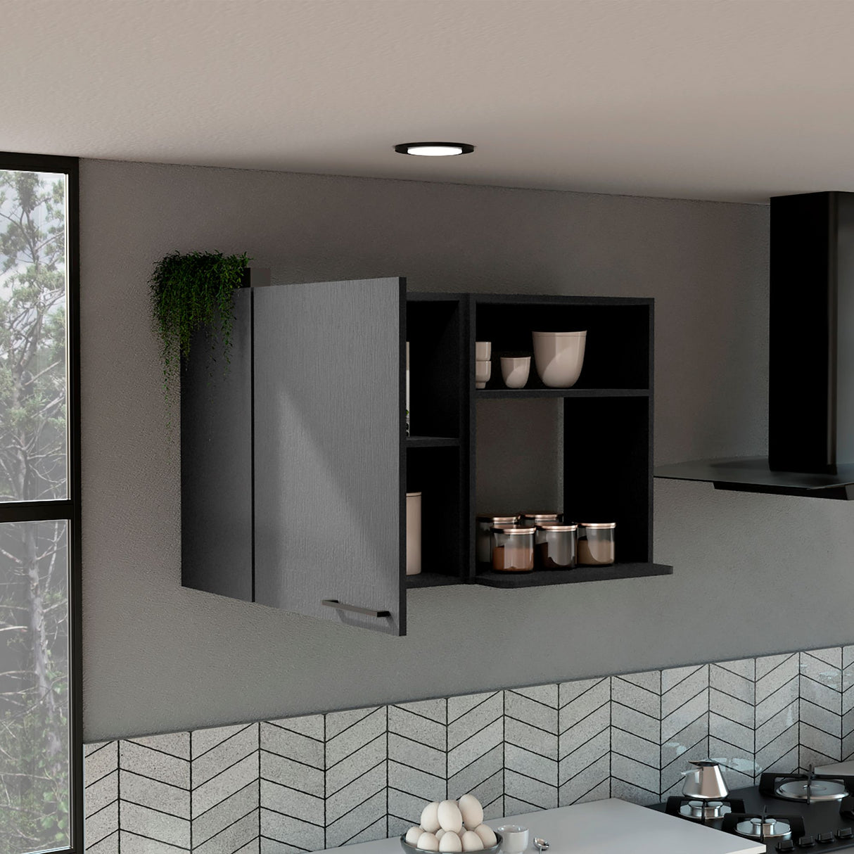 Gabinete de Cocina Napoles Wengue 100x60cm con Un Entrepaño y Una Puerta - MUEBLES SUPERIORES DE COCINA | Bylmo