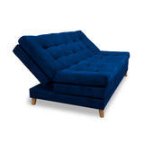 Sofá Cama Kalin Azul Petróleo 180x40cm De Tres Puestos Reclinable Antifluido con Dos Cojines Decorativos - SOFAS Y POLTRONAS | Bylmo