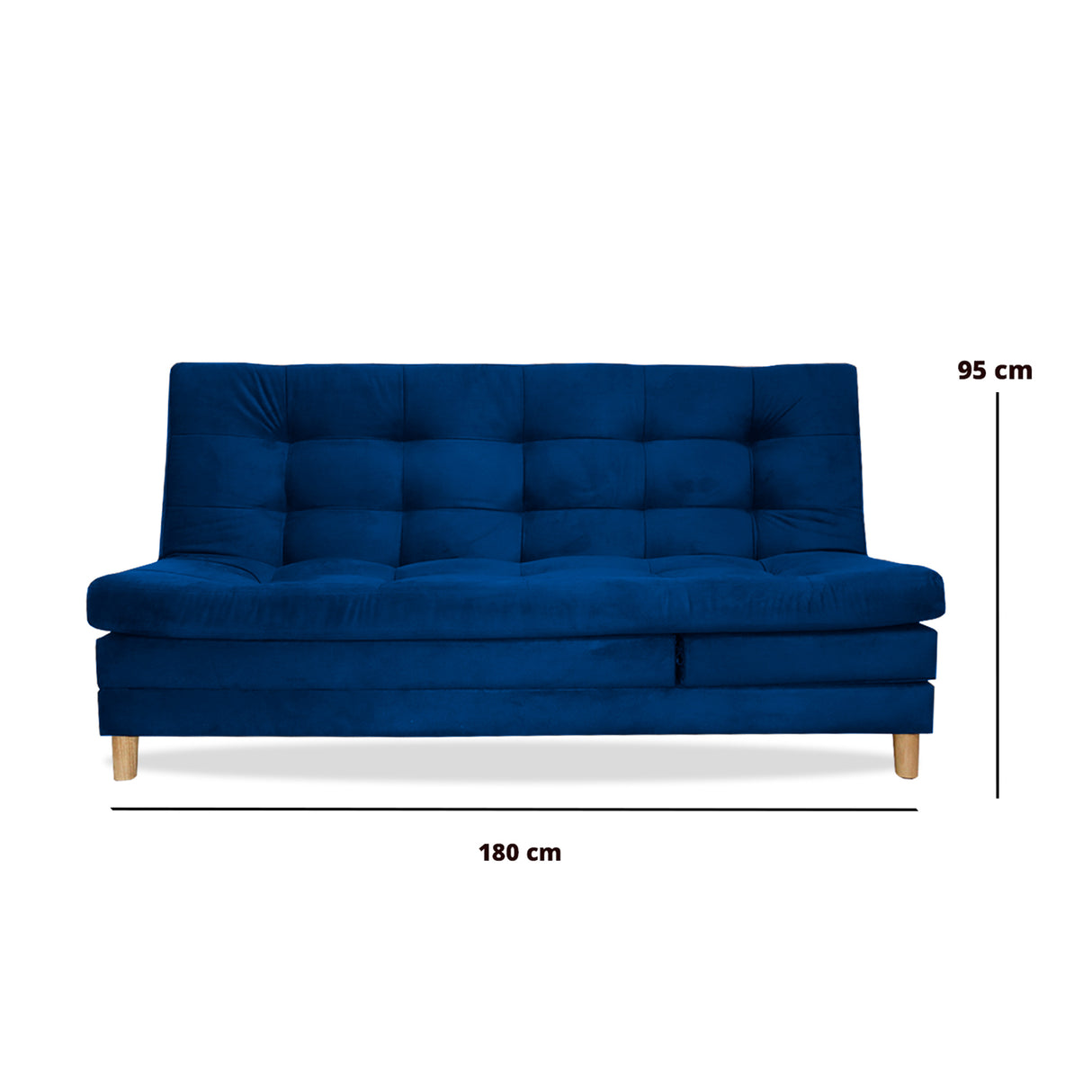 Sofá Cama Kalin Azul Petróleo 180x40cm De Tres Puestos Reclinable Antifluido con Dos Cojines Decorativos - SOFAS Y POLTRONAS | Bylmo