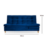 Sofá Cama Kalin Azul Petróleo 180x40cm De Tres Puestos Reclinable Antifluido con Dos Cojines Decorativos - SOFAS Y POLTRONAS | Bylmo