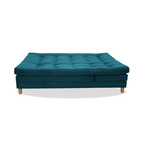 Sofá Cama Kalin Azul Turquesa 180x40cm De Tres Puestos Reclinable Antifluido con Dos Cojines Decorativos - SOFAS Y POLTRONAS | Bylmo