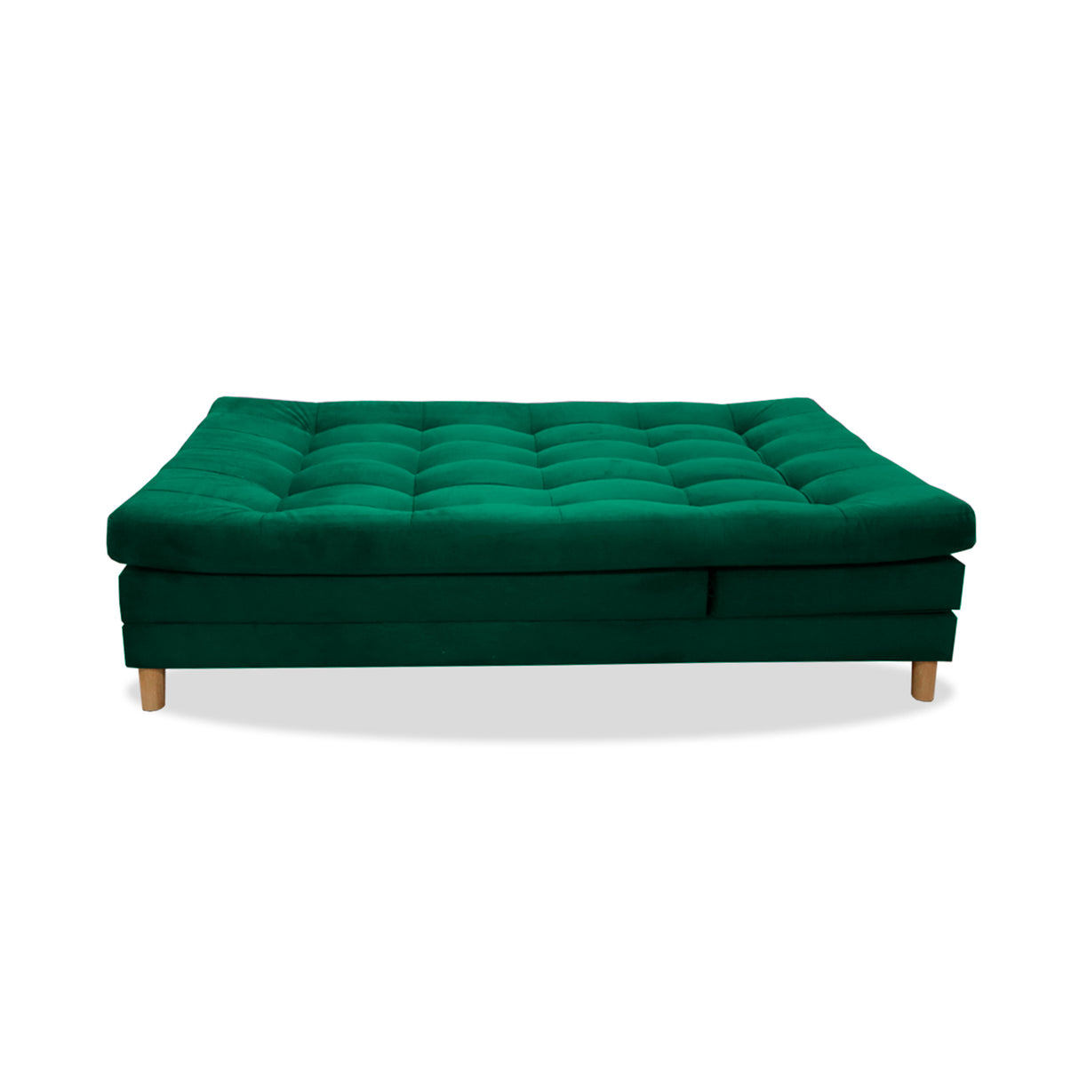 Sofá Cama Kalin Verde 180x40cm De Tres Puestos Reclinable Antifluido con Dos Cojines Decorativos - SOFAS Y POLTRONAS | Bylmo
