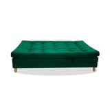 Sofá Cama Kalin Verde 180x40cm De Tres Puestos Reclinable Antifluido con Dos Cojines Decorativos - SOFAS Y POLTRONAS | Bylmo