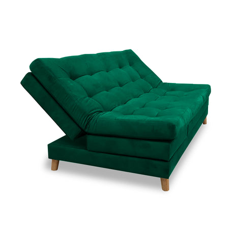 Sofá Cama Kalin Verde 180x40cm De Tres Puestos Reclinable Antifluido con Dos Cojines Decorativos - SOFAS Y POLTRONAS | Bylmo