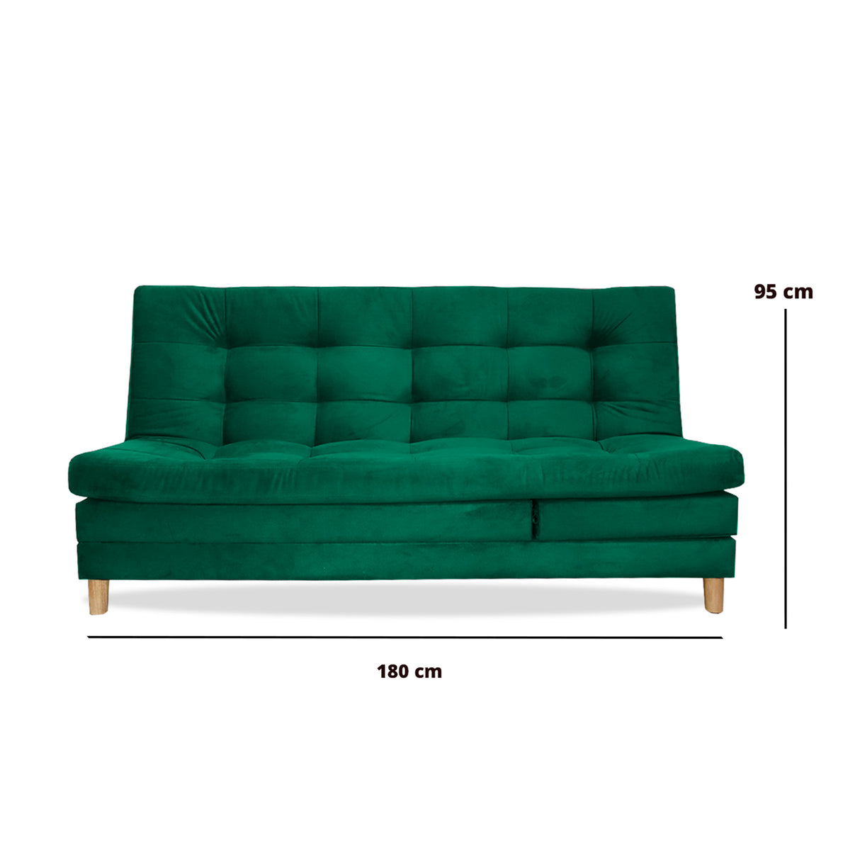 Sofá Cama Kalin Verde 180x40cm De Tres Puestos Reclinable Antifluido con Dos Cojines Decorativos - SOFAS Y POLTRONAS | Bylmo