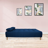 Sofá Cama Sabathy Azul Petróleo 180x40cm De Tres Puestos Reclinable Antifluido con Dos Cojines Decorativos - SOFAS Y POLTRONAS | Bylmo