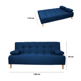 Sofá Cama Sabathy Azul Petróleo 180x40cm De Tres Puestos Reclinable Antifluido con Dos Cojines Decorativos - SOFAS Y POLTRONAS | Bylmo