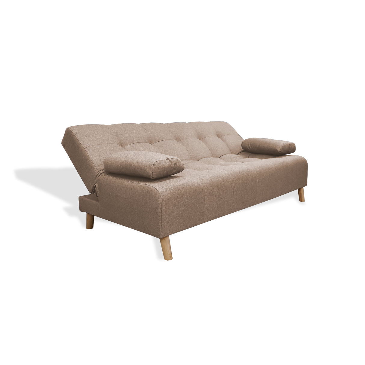 Sofá Cama Sabathy Camel 180x40cm De Tres Puestos Reclinable Antifluido con Dos Cojines Decorativos - SOFAS Y POLTRONAS | Bylmo