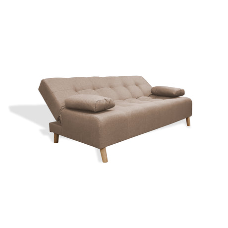 Sofá Cama Sabathy Camel 180x40cm De Tres Puestos Reclinable Antifluido con Dos Cojines Decorativos - SOFAS Y POLTRONAS | Bylmo