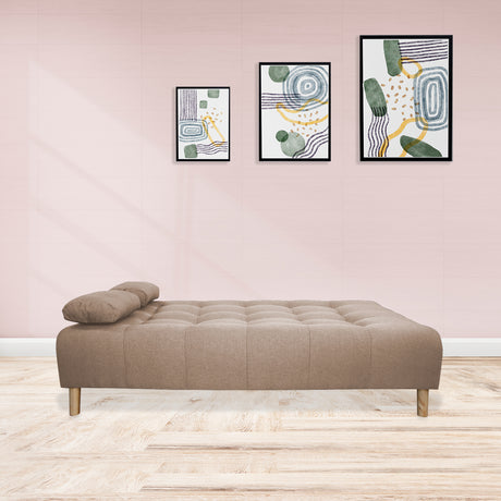 Sofá Cama Sabathy Camel 180x40cm De Tres Puestos Reclinable Antifluido con Dos Cojines Decorativos - SOFAS Y POLTRONAS | Bylmo