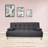 Sofá Cama Sabathy Gris 180x40cm De Tres Puestos Reclinable Antifluido con Dos Cojines Decorativos - SOFAS Y POLTRONAS | Bylmo