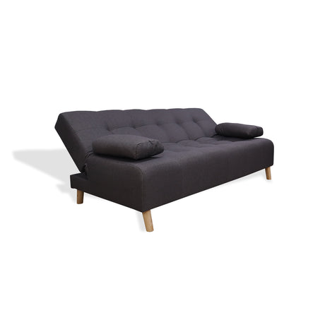 Sofá Cama Sabathy Gris 180x40cm De Tres Puestos Reclinable Antifluido con Dos Cojines Decorativos - SOFAS Y POLTRONAS | Bylmo