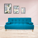 Sofá Cama Sabathy Azul Turquesa 180x40cm De Tres Puestos Reclinable Antifluido con Dos Cojines Decorativos - SOFAS Y POLTRONAS | Bylmo