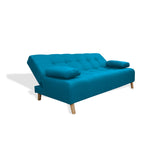 Sofá Cama Sabathy Azul Turquesa 180x40cm De Tres Puestos Reclinable Antifluido con Dos Cojines Decorativos - SOFAS Y POLTRONAS | Bylmo