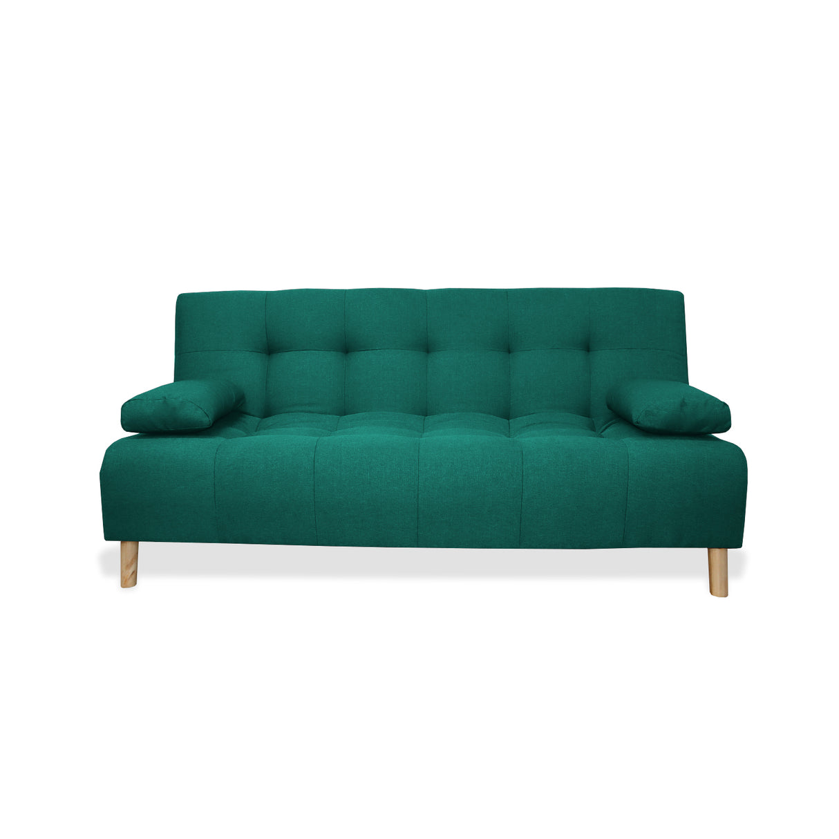 Sofá Cama Sabathy Verde 180x40cm De Tres Puestos Reclinable Antifluido con Dos Cojines Decorativos - SOFAS Y POLTRONAS | Bylmo