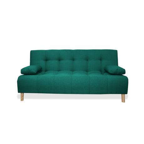 Sofá Cama Sabathy Verde 180x40cm De Tres Puestos Reclinable Antifluido con Dos Cojines Decorativos - SOFAS Y POLTRONAS | Bylmo
