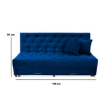 Sofá Cama Rossier Nido Azul Petróleo 190x40cm De Tres Puestos Reclinable Antifluido con Dos Cojines Decorativos - SOFAS Y POLTRONAS | Bylmo