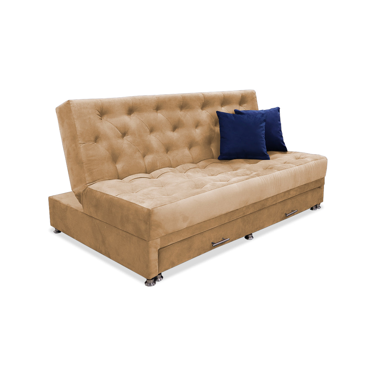 Sofá Cama Rossier Nido Camel 190x40cm De Tres Puestos Reclinable Antifluido con Dos Cojines Decorativos - SOFAS Y POLTRONAS | Bylmo