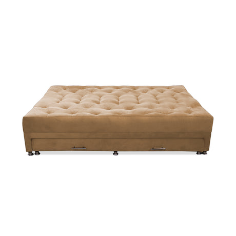 Sofá Cama Rossier Nido Camel 190x40cm De Tres Puestos Reclinable Antifluido con Dos Cojines Decorativos - SOFAS Y POLTRONAS | Bylmo