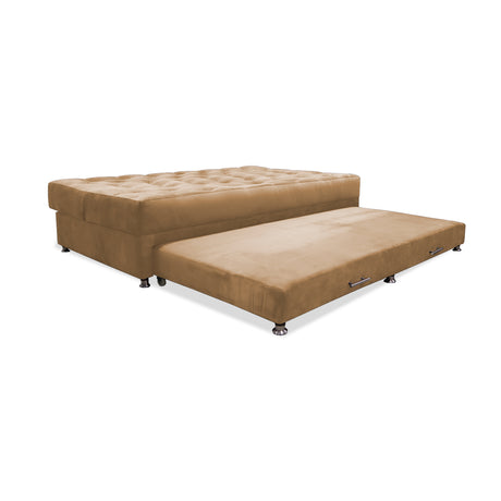 Sofá Cama Rossier Nido Camel 190x40cm De Tres Puestos Reclinable Antifluido con Dos Cojines Decorativos - SOFAS Y POLTRONAS | Bylmo