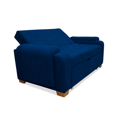 Sofá Cama Stauffer Azul Petróleo 180x60cm De Tres Puestos Reclinable Antifluido con Dos Cojines Decorativos - SOFAS Y POLTRONAS | Bylmo