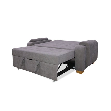 Sofá Cama Stauffer Gris 180x60cm De Tres Puestos Reclinable Antifluido con Dos Cojines Decorativos - SOFAS Y POLTRONAS | Bylmo