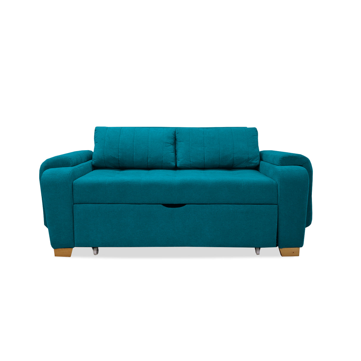 Sofá Cama Stauffer Azul Turquesa 180x60cm De Tres Puestos Reclinable Antifluido con Dos Cojines Decorativos - SOFAS Y POLTRONAS | Bylmo