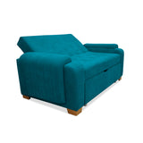 Sofá Cama Stauffer Azul Turquesa 180x60cm De Tres Puestos Reclinable Antifluido con Dos Cojines Decorativos - SOFAS Y POLTRONAS | Bylmo