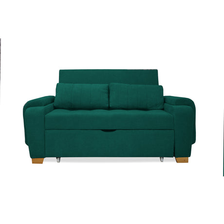 Sofá Cama Stauffer Verde 180x60cm De Tres Puestos Reclinable Antifluido con Dos Cojines Decorativos - SOFAS Y POLTRONAS | Bylmo