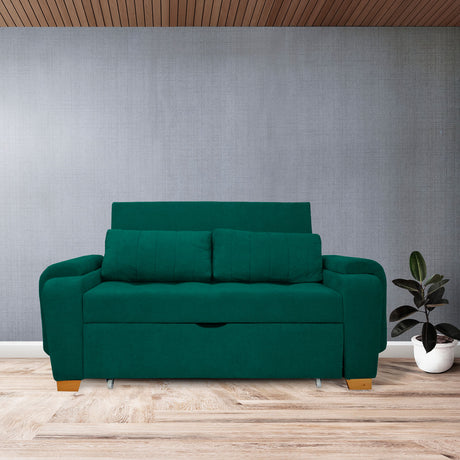 Sofá Cama Stauffer Verde 180x60cm De Tres Puestos Reclinable Antifluido con Dos Cojines Decorativos - SOFAS Y POLTRONAS | Bylmo