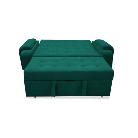 Sofá Cama Stauffer Verde 180x60cm De Tres Puestos Reclinable Antifluido con Dos Cojines Decorativos - SOFAS Y POLTRONAS | Bylmo