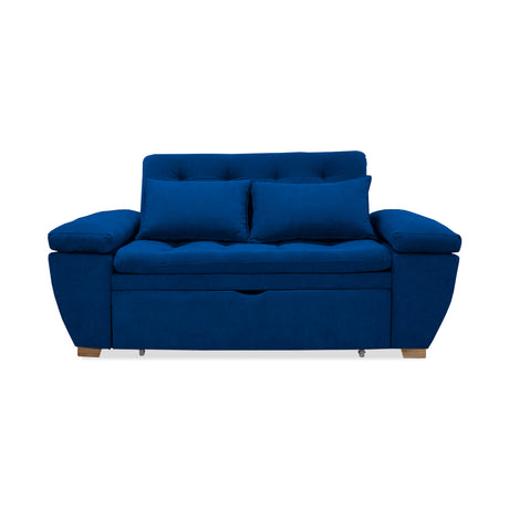 Sofá Cama Magnin Azul Petróleo 180x60cm De Tres Puestos Reclinable Antifluido con Dos Cojines Decorativos - SOFAS Y POLTRONAS | Bylmo