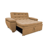 Sofá Cama Magnin Camel 180x60cm De Tres Puestos Reclinable Antifluido con Dos Cojines Decorativos - SOFAS Y POLTRONAS | Bylmo