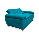 Sofá Cama Magnin Azul Turquesa 180x60cm De Tres Puestos Reclinable Antifluido con Dos Cojines Decorativos - SOFAS Y POLTRONAS | Bylmo