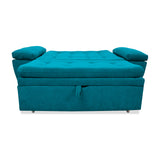Sofá Cama Magnin Azul Turquesa 180x60cm De Tres Puestos Reclinable Antifluido con Dos Cojines Decorativos - SOFAS Y POLTRONAS | Bylmo