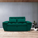 Sofá Cama Magnin Verde 180x60cm De Tres Puestos Reclinable Antifluido con Dos Cojines Decorativos - SOFAS Y POLTRONAS | Bylmo