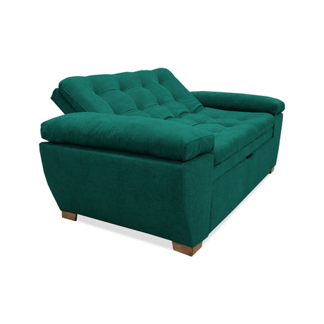 Sofá Cama Magnin Verde 180x60cm De Tres Puestos Reclinable Antifluido con Dos Cojines Decorativos - SOFAS Y POLTRONAS | Bylmo