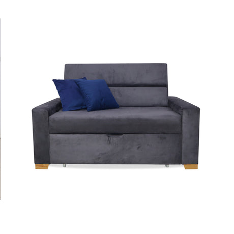 Sofá Cama Aubry Gris 150x60cm De Dos Puestos Reclinable Antifluido con Dos Cojines Decorativos - SOFAS Y POLTRONAS | Bylmo