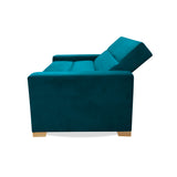 Sofá Cama Aubry Azul Turquesa 150x60cm De Dos Puestos Reclinable Antifluido con Dos Cojines Decorativos - SOFAS Y POLTRONAS | Bylmo