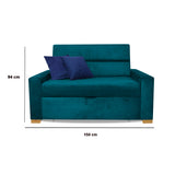 Sofá Cama Aubry Azul Turquesa 150x60cm De Dos Puestos Reclinable Antifluido con Dos Cojines Decorativos - SOFAS Y POLTRONAS | Bylmo