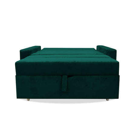 Sofá Cama Aubry Verde 150x60cm De Dos Puestos Reclinable Antifluido con Dos Cojines Decorativos - SOFAS Y POLTRONAS | Bylmo