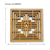 Set x 4 Portavasos Laberinto Madera 10x10cm Cuadrado Resistente e Impermeable - PORTAVASOS | Bylmo