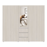 Closet Java Niebla y Blanco 230x200cm con Tres Cajones con Cinco Compartimientos y con Espejo - CLOSETS | Bylmo